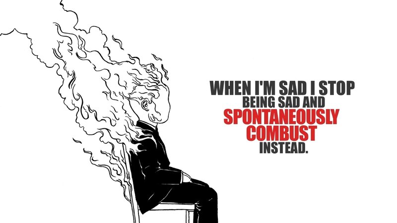 person combusting with sadness