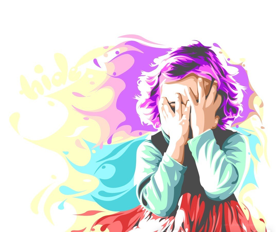 person covering face with hands
