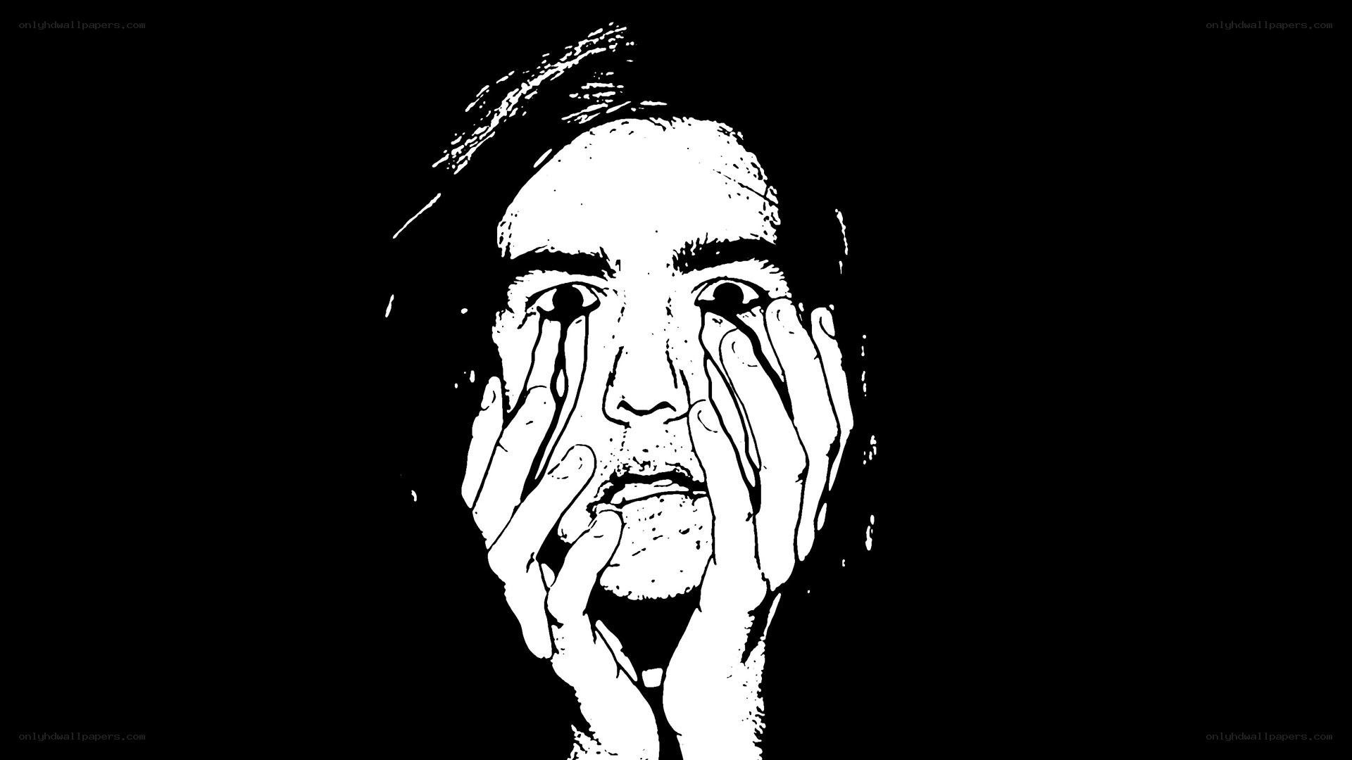 person covering face with hands