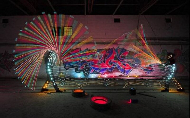 Person Creating Light Art