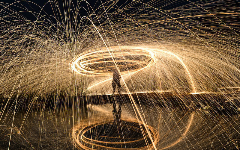 Person Creating Light Trails