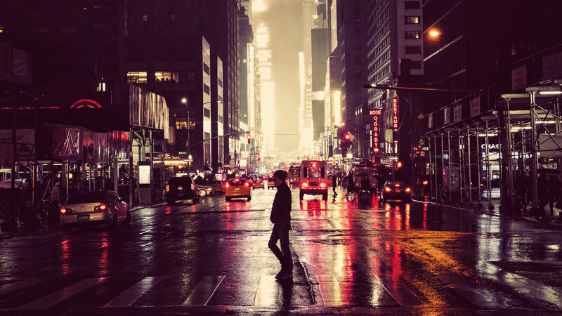 Person Crossing Street — Red