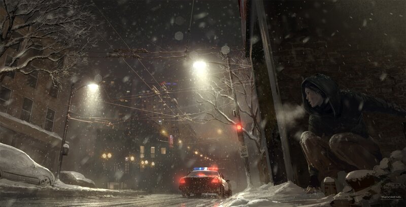 Person Crouching in Snow
