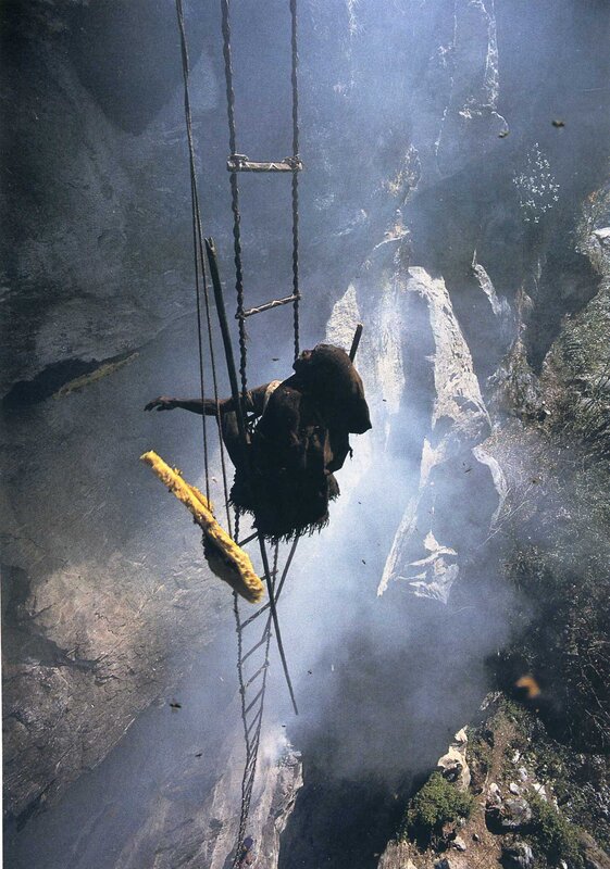Person descending into a volcanic crater