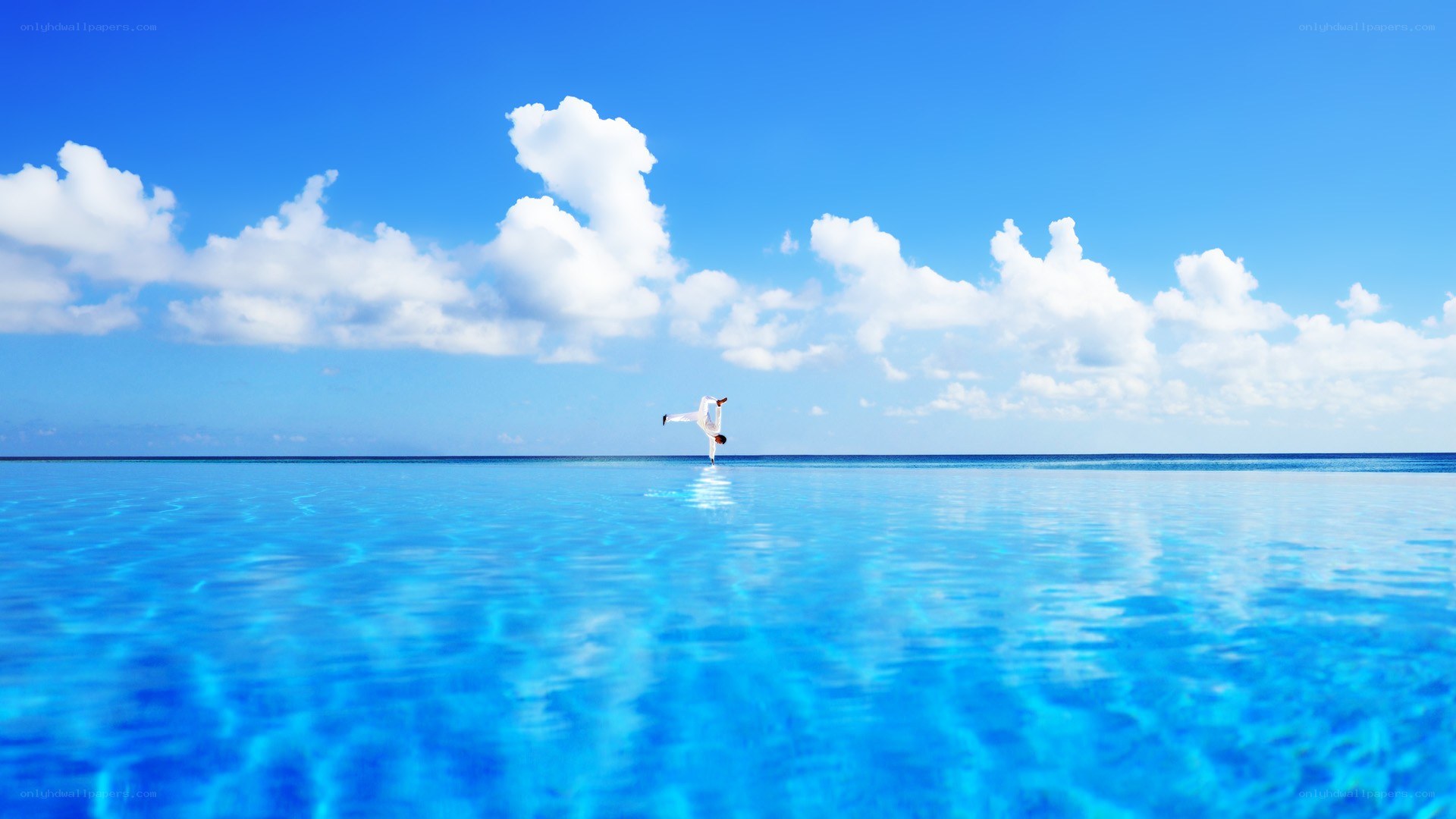 Person doing acrobatics on water