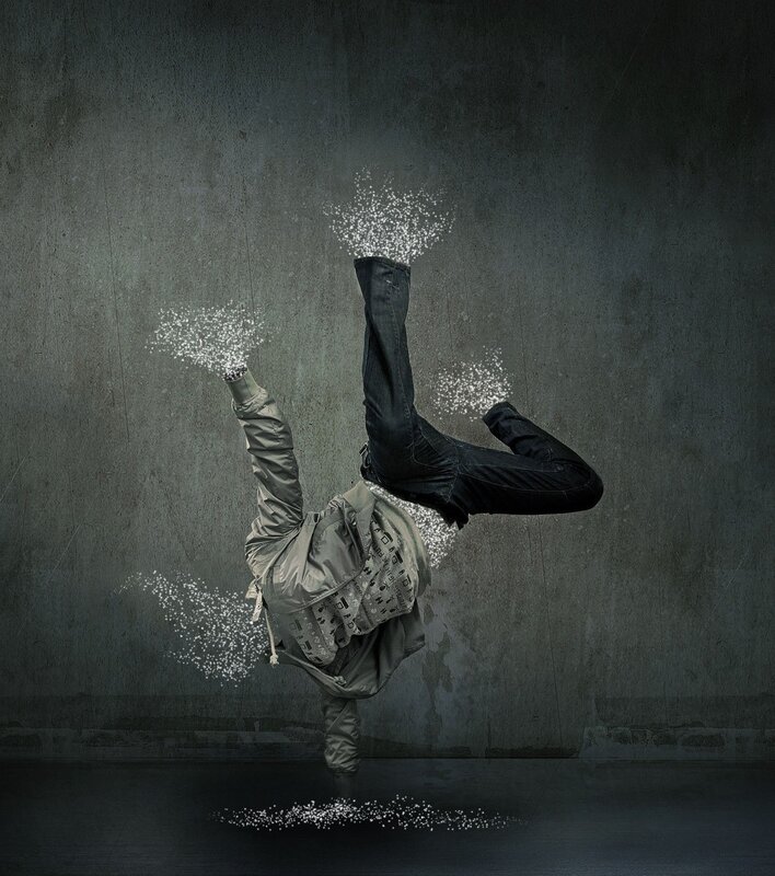 Person Doing Breakdance Move — Gray