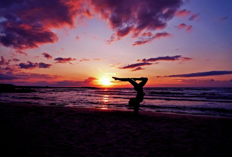 Person Doing Handstand — Purple