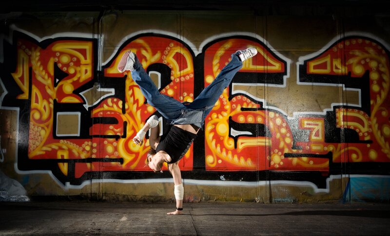 Person Doing Handstand — Red