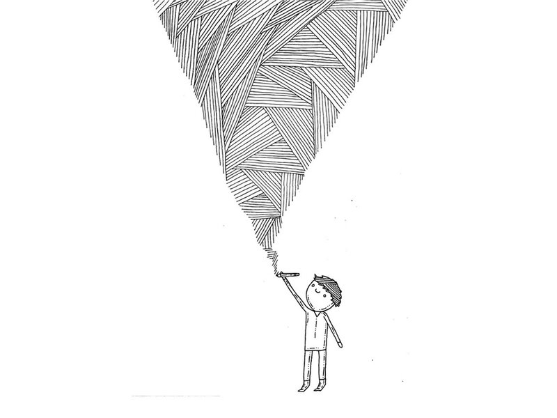 person drawing a large shape