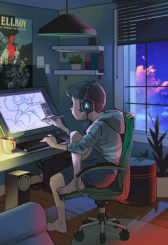 Person Drawing on Tablet