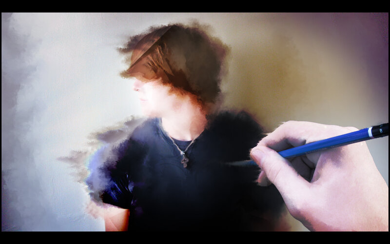 person drawing with pencil