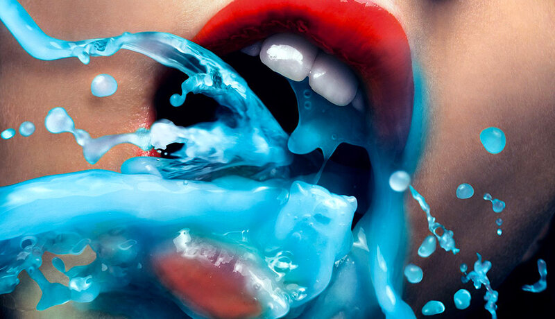 Person Drinking Blue Liquid — Dramatic