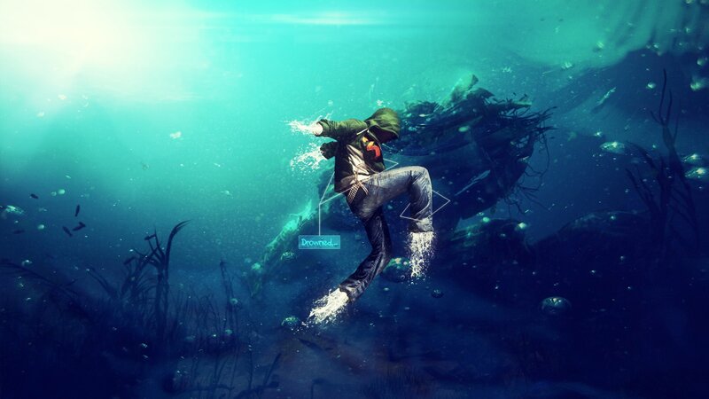 person drowning underwater
