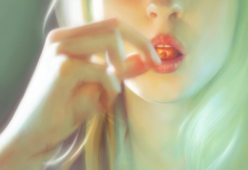 Person Eating Candy — Green