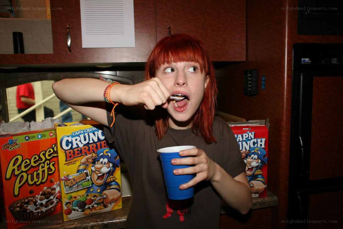 person eating cereal