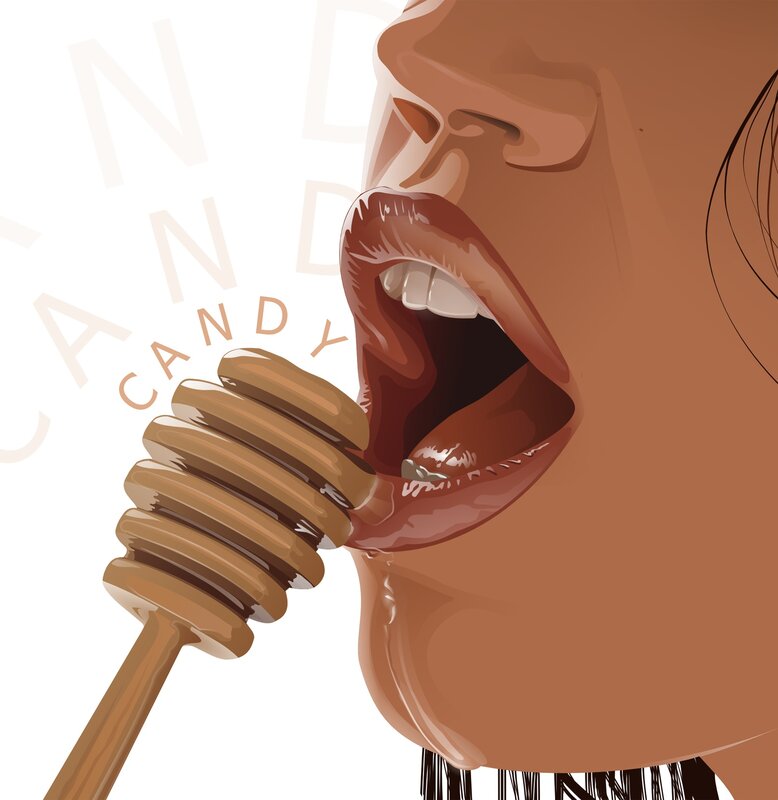 person eating honey with dipper