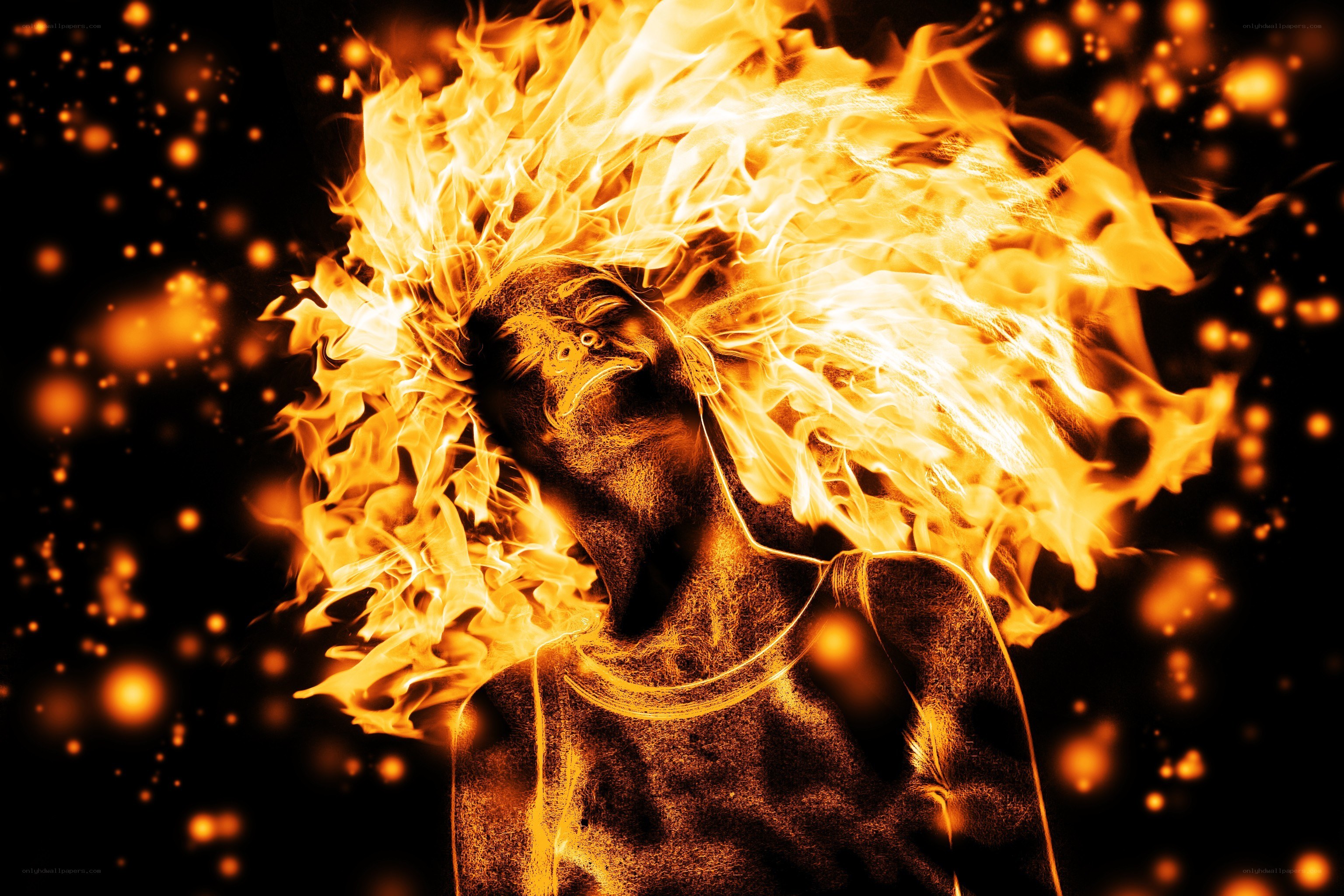 person engulfed in flames