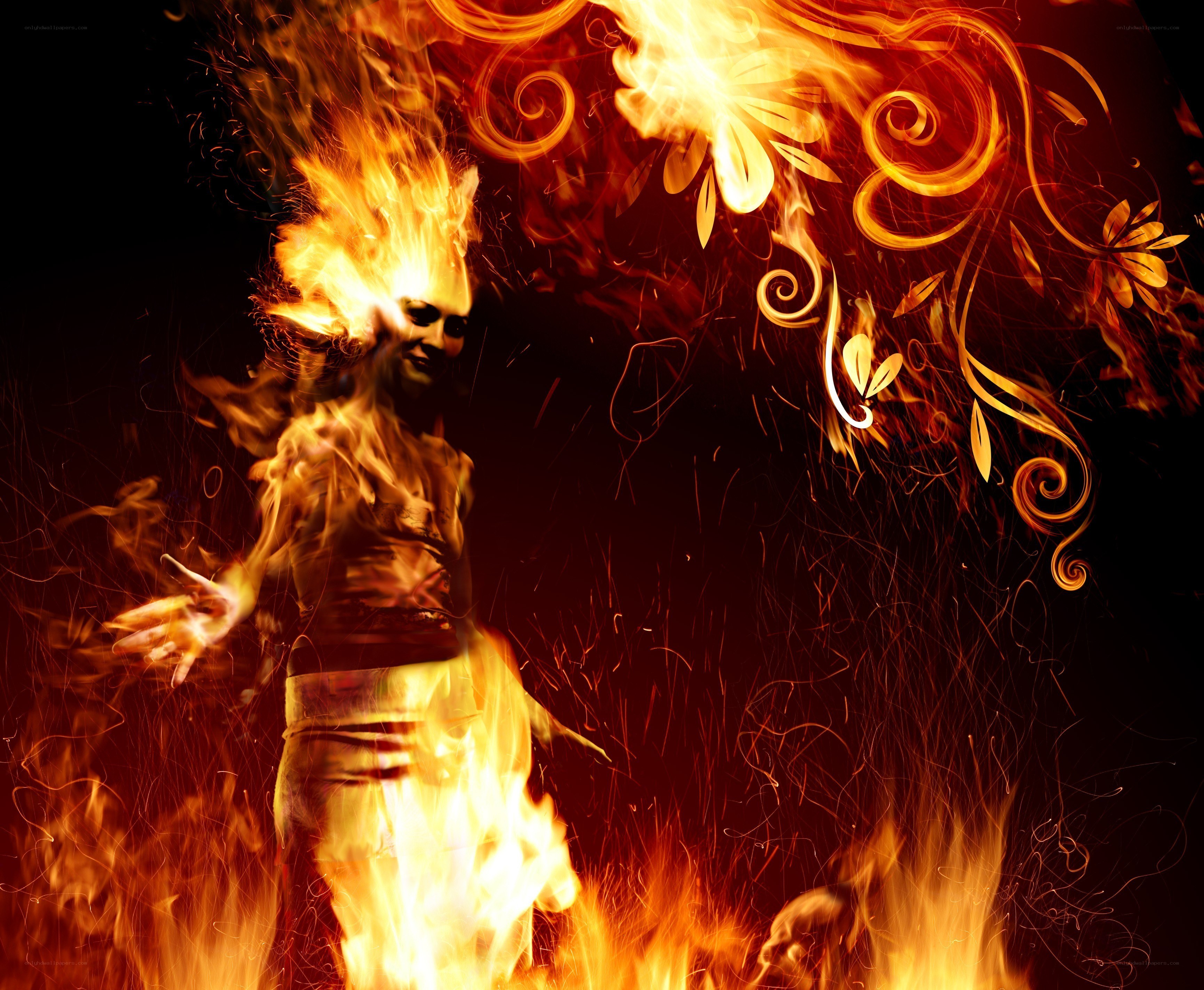 person engulfed in flames