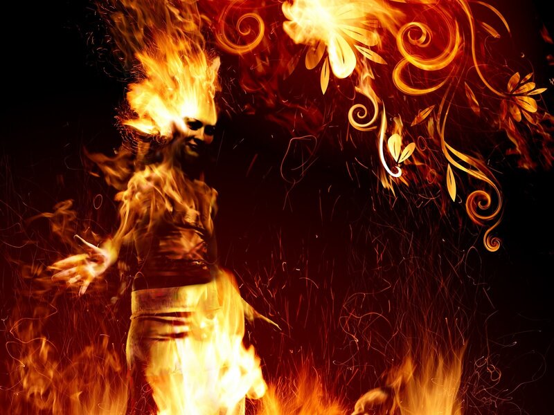 person engulfed in flames