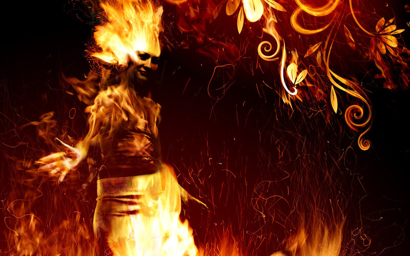 Person Engulfed in Flames — Orange