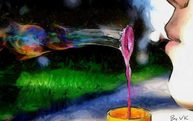 Person Exhaling Colorful Smoke