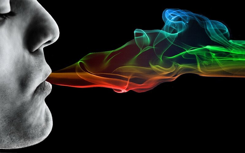 Person Exhaling Smoke — Black