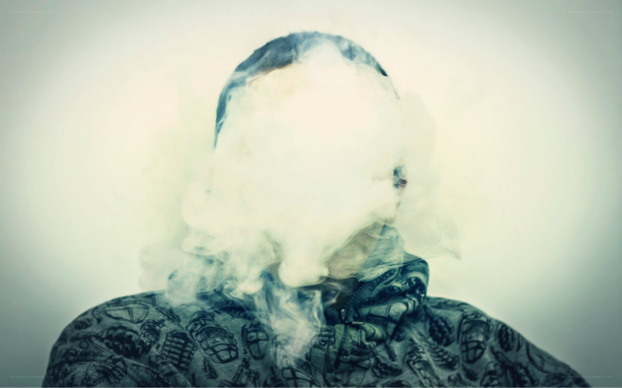 person exhaling vapor