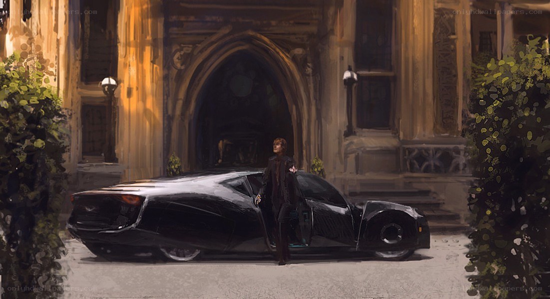 person exiting futuristic car