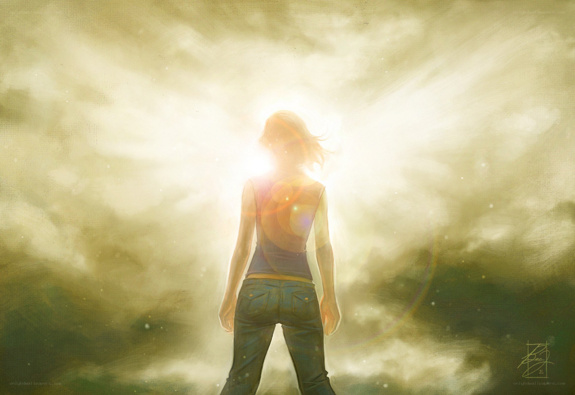 person facing bright light