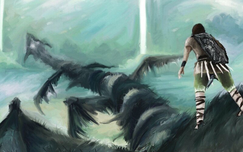 Person Facing Dragon — Green