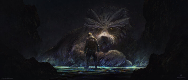 Person Facing Giant Beast — Black
