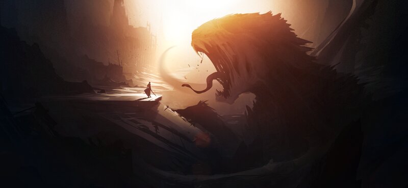 Person Facing Giant Beast