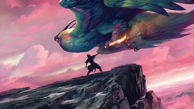 Person Facing Giant Bird — Pink