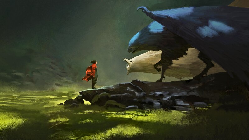 Person Facing Giant Bird