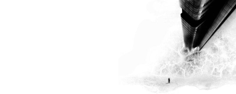 person facing giant wave