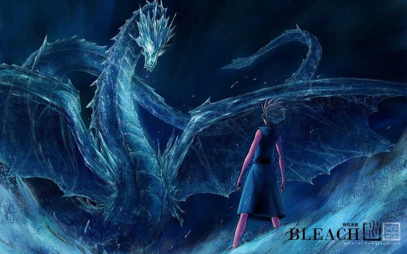 Person Facing Ice Dragon — Blue, Dramatic