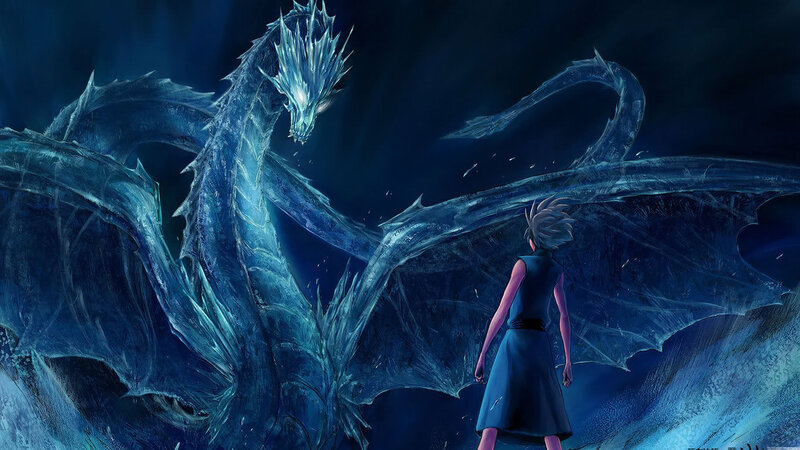 Person Facing Ice Dragon — Blue