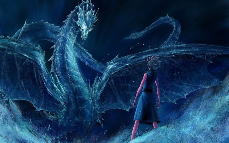 Person Facing Ice Dragon