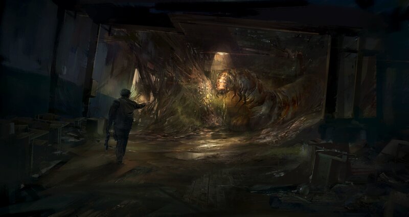 Person Facing Monster — Brown