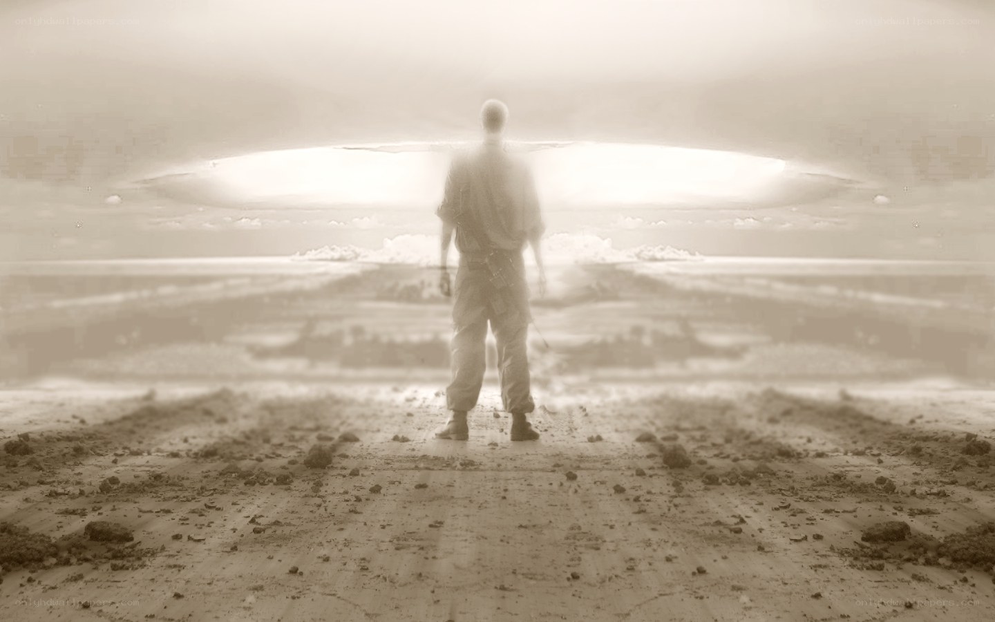 person facing nuclear explosion