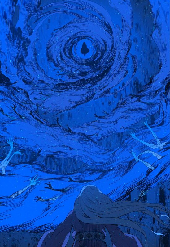 Person Facing Vortex — Blue