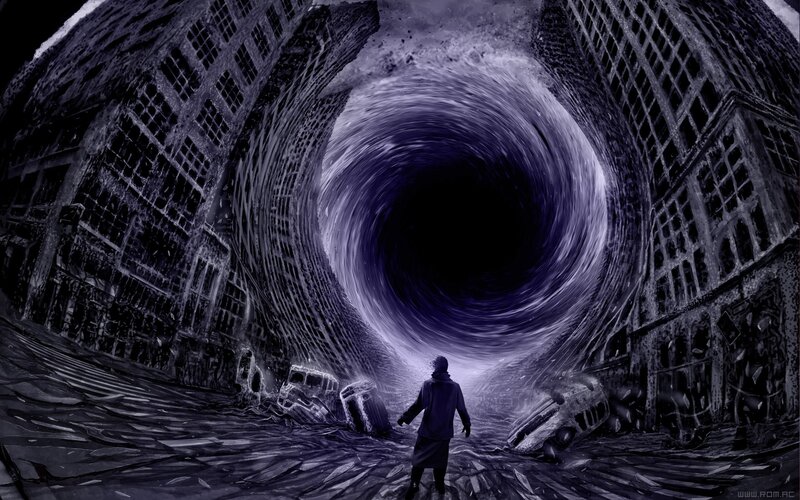 Person Facing Vortex — Purple