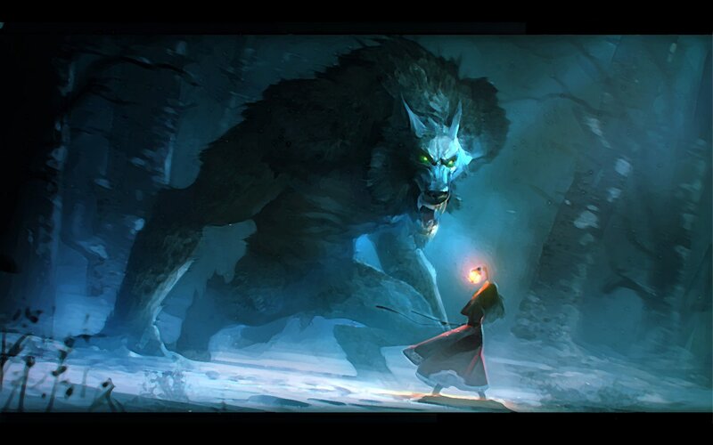 Person Facing Wolf