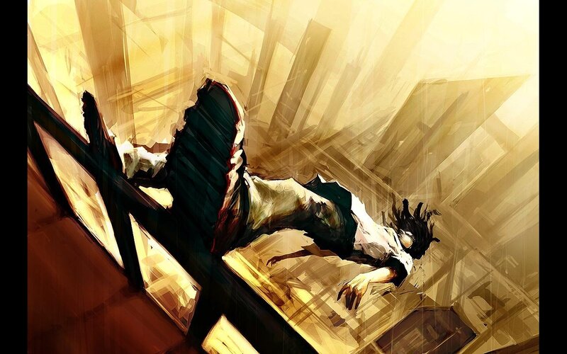 Person Falling Down Stairs — Yellow, Dramatic