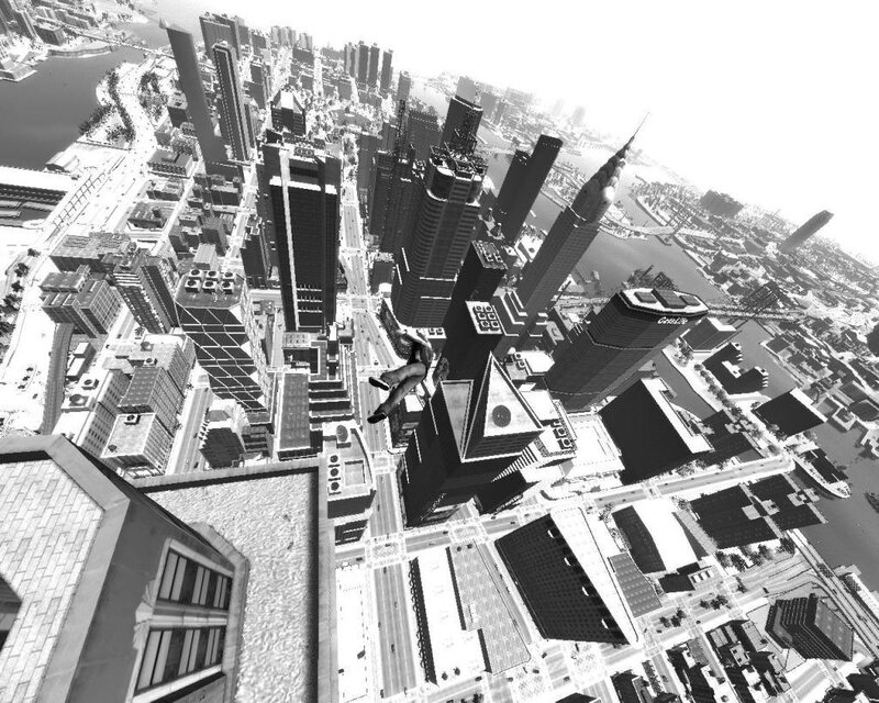 person falling from skyscraper