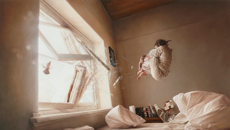 Person falling from window