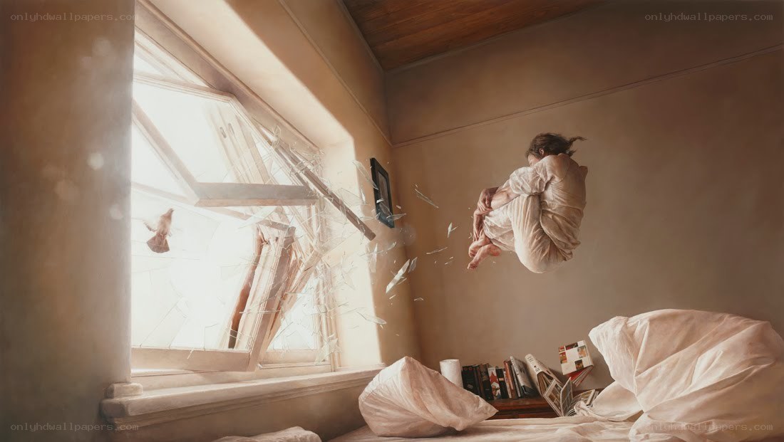 Person falling from window