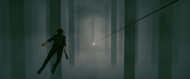 Person Falling in Fog — Gray