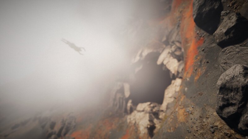 Person Falling in Fog