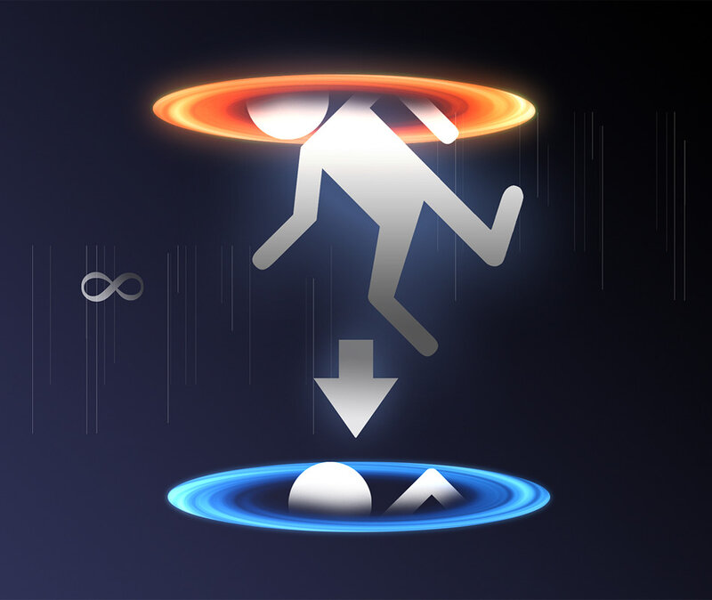 person falling into a portal